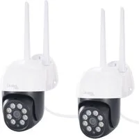 Casativo Überwachungskamera 2K WLAN Outdoor Überwachungskamera mit IP66 Pan-Tilt 15m Sirene (2-tlg., 355°/120° Verfolgung, Gegensprechen, 15 m Erkennung, 95 dB Sirene)