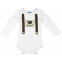 P.Eisenherz Langarmbody Langarmbody mit Hosenträgern und Stickerei "Lausbub" Baby Body mit langem Arm und appliziertem Hosenträger
