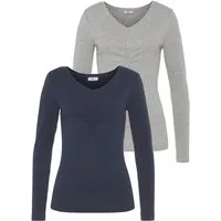 Flashlights Longsleeve (2er- Pack) Langarm, sehr figurbetonter Schnitt, Feinrippstoff, Basic-Stil