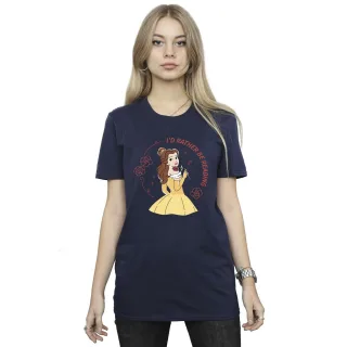 Disney - "Beauty And The Beast I'd Rather Be Reading" T-Shirt für Damen (Marineblau)