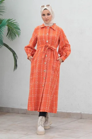 Geknöpft Kaschmir Mantel Orange