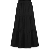 pieces Midirock - Rock in schwarz mit Rippstruktur und Maxi-Länge - Damen Rock Rock mit unifarben