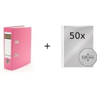 Livepac Office Aktenordner Ordner / DIN A5 / 75mm / Farbe: pink + 50 Prospekthüllen