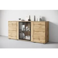 Home affaire Sideboard Caro, modernes Design mit Glaseinsätzen, Breite 150 cm (1 St), Grifflose Fronten mit Push-to-Open, höhenverstellbare Einlegeböden