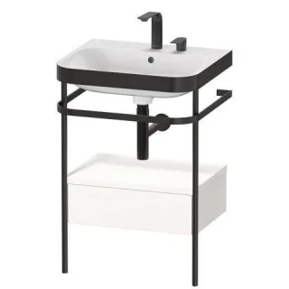 Duravit Happy D.2 Plus c-bonded Set mit Metallkonsole und Schubkasten Weiß Supermatt 575x490x850 mm HP4740E8484