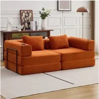 Leawin Sofa Modulares Schlafsofa aus Chenille mit Bettfunktion-Sofas Wohnzimmer, Flexibles Sofa & Bett für Wohnzimmer, Wohnung oder Gästezimmer