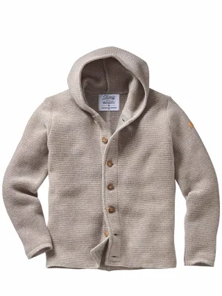 Liebling Herren Alpen-Hoodie-Jacke Thomas II Grau 100 % Schurwolle