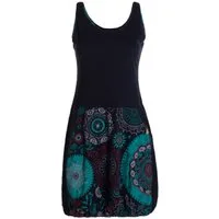 Vishes Ballonkleid Damen mittellanges Kleid Baumwolle geometrisches Muster Ballonkleid Alternative Bekleidung, Ethno, Hippie, Retro Style