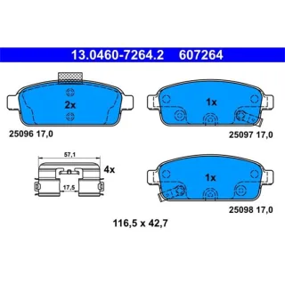 ATE Bremsbel?ge hinten Chevrolet Opel 13.0460-7264.2