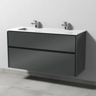 Sanipa Twiga Keramik-Set Design mit 2 Auszügen, Anthrazit-Glanz, SL24379 SL24379