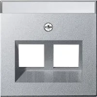 Abdeckung mit dreißig Grad Schrägauslass und Beschriftungsfeld für Modular Jack 2fach aluminium, Retail