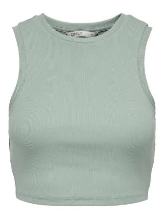 ONLY - ONLVILMA S/L CROPPED TANK TOP JRS NOOS Jadeite - Gr. - M