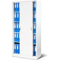 Jan Nowak Aktenschrank Metall Schiebetürenschrank 90 cm KUBA 4 Böden abschließbar Stahl (Stahl 0,6 mm Wandmontage möglich PZH-zertifiziert 185 cm) Büroschrank Aktenschrank Schloss 2 Schlüssel platzsparend 7 Farben