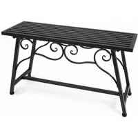 Lemodo Gartenbank Metall Schwarz ohne Rückenlehne für Balkon und Garten, im Vintage stil