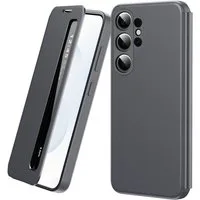 Wigento Handyhülle Für Samsung Galaxy S26 Ultra 5G Smart View Kunstleder Hülle Grau, Smart View Fenster, Rundumschutz