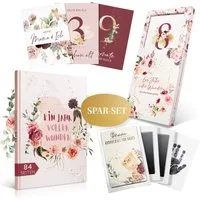 Eulentaler Tagebuch I Babyalbum Sparset I Mein erstes Jahr I Die Geschenkidee I, Erinnerungsbuch, Meilensteinkarten & Baby Abdruckset
