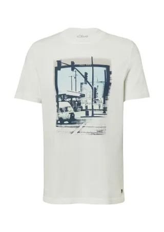 s.Oliver Red Label - T-Shirt aus Baumwolle mit Fotoprint weiß - Gr. - XXL