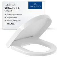Villeroy & Boch WC-Sitz Subway 2.0 Compact, mit Absenkautomatik, abnehmbarer, bruchsicherer Toilettensitz, D-Form