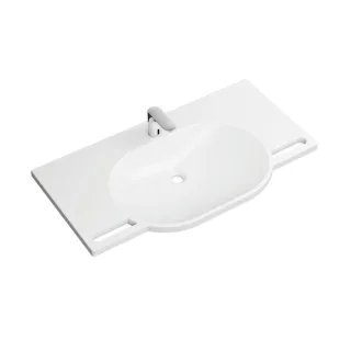 Hewi Mineralguss-Waschtischset 950.19.022 mit elektronischer Waschtischarmatur AQ1.12S20040, 100x55cm, weiß