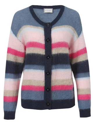 eiszeit - Jacke Rundhals 1/1 Arm Ringel smoke blue multicol - Gr. - 48