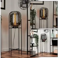 hofstein Stehlampe moderne Stehlampe aus Metall/Glas in Schwarz/Chromfarben, ohne Leuchtmittel, Standleuchte, Glasschrim Ø30cm, Fußschalter, 1x E27, ohne Leuchtmittel