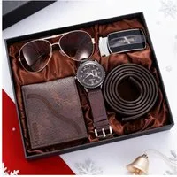 Luckice Geldbörse 4PCS Geschenk für Männer Herrenuhr Gürtel Set (Mann Männer Geburtstag Hochzeitstag Geschenke, Vatertag Geschenkbox,Geburtstagsgeschenk,Weihnachtsgeschenk), Herren Geschenkbox Sets mit Ledergürtel Wallet Watch Gläsern