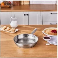 Karaca Bratpfanne Karaca Elite Edelstahl-Induktions-Bratpfanne, 24 cm, Silber