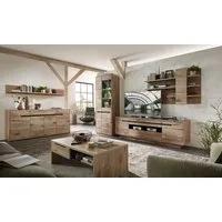 moebel-dich-auf Wohnwand BELLINZONA, (Wohnzimmer-Set, Vitrine + Wandboard + Lowboard), inkl. LED-Beleuchtung, optional mit Couchtisch & Sideboard