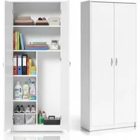 Home Collective Mehrzweckschrank Kleiderschrank Regal 74cm breit 180cm hoch Aktenschrank (Schrank Organizer aus Holz für Schlafzimmer Flur Keller Büro) mit Einlegeböden und Extra-Fach Schrank Organizer, MDF Holz in Weiß