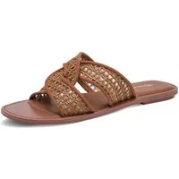 Tamaris Pantolette Sommerschuh, Schlüpfschuh, Flat mit Baststickerei