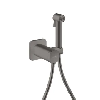 hansgrohe AXOR Bidette Showers Bidette Duschkopf 29243340 1 Strahlart softsquare für Mischwasser mit Duschkopfhalterung und Duschschlauch 1,25 m, Brushed Black Chrome