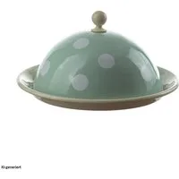Neuetischkultur Butterdose Butterdose rund, Tupfen Retro, Emaille, (Stück, 1-tlg., 1 Butterdose), Butterglocke aus Emaille