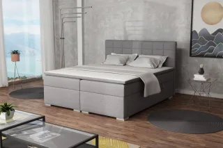 Boxspringbett Schlafzimmerbett FARUK 180x200cm Stoff Lux Hellgrau