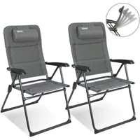 HOMECALL Campingstuhl Gartenstuhl Anglerstuhl Faltsessel Klappstuhl für Wohnwagen Outdoors (UV++ Olefin-Stoff, 2 St), 5 fach Verstellbarer Rückenlehne, Hochlehner, Gepolsterter, bis 150kg
