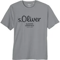s.Oliver Rundhalsshirt s.Oliver Übergrößen T-Shirt grau Logo-Frontprint