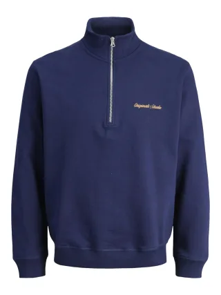 JACK&JONES - JORNORREBRO EMB SWEAT HIGH NECK NOOS ocean cavern - Gr. - S