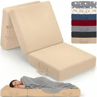 Klappmatratze 3-teilig, Gästematratze mit extra dickem Schaumstoff, ELONEO, 15 cm hoch, waschbarer Bezug, geeignet für Hausstauballergiker, schadstoffgeprüft