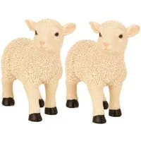 Geschenkestadl Tierfigur 2 Stück Lamm Lammfiguren Lämmer 19cm Frühling Garten Dekoration Ostern (2 St)
