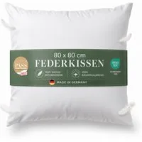Bestlivings Federkissen "Tierwohl" 80x80 cm Made in Germany, Füllung: 100% Federn, Bezug: 100% Baumwolle, Seitenschläfer, Rückenschläfer, Bauchschläfer, Downpass zertifiziert (Tierschutz & Qualität), allergikerfreundlich