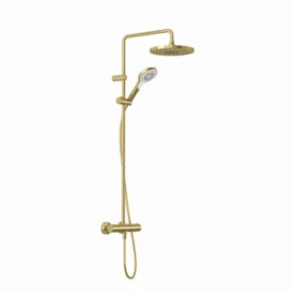 Kludi DIVE Dive X 3S Thermostat-Dual-Shower-System 69067N0-00 mit Handbrause, Kopfbrause Ø 25 cm, Brushed gold PVD