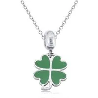 BUNGSA Kette mit Anhänger Kette Kleeblatt Silber aus Edelstahl Damen (1-tlg), Halskette Necklace