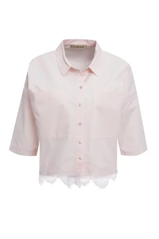 Smith&Soul - Cropped Lace Blouse blush - Gr. - S