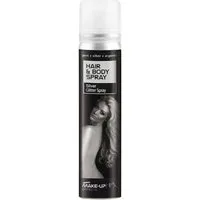 Smiffys Theaterschminke Glitzer Hair & Body Spray silber - Fasching Hallow