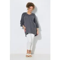 Ulla Popken Tunika Musselin-Bluse Biesen A-Linie V-Ausschnitt 3/4-Arm
