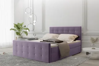 Boxspringbett Schlafzimmerbett MAURO 120x220cm Stoff Soro Lila inkl.Bettkasten