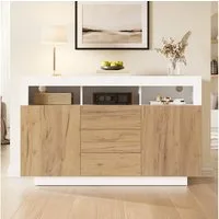 Merax Sideboard Kommode Sideboard mit 3 Schubladen und 2 Türen (1 St., Wohnzimmerschrank mit Offenen Fächern), Küchenschrank, Flurschrank 140 cm