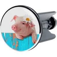 Sanilo Waschbeckenstöpsel Schwein, Ø 4.0 cm, hochwertig, universell, mit Motiv, 100% wasserdicht