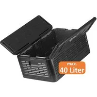 Mahlzeit Thermobehälter Thermobox faltbar, 60 x 40 x 25,5cm 40 L, Schwarz, Styroporbox, Styropor