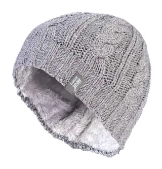 Thermische Fleece-gefütterte Damen-Wintermütze mit Zopfmuster