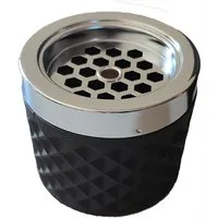 SonnenPartner Aschenbecher Sturm-Aschenbecher aus mattschwarzem Glas mit Metallkopf
